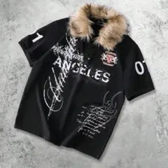Y2K Opium 豹柄ファー ポロシャツ 半袖 Archive Archive Opium Fur Collar Polo Shirt Y2K - メルカリ