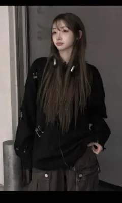 【Y2K】【グランジ】KSGハイダメージニット ブラック