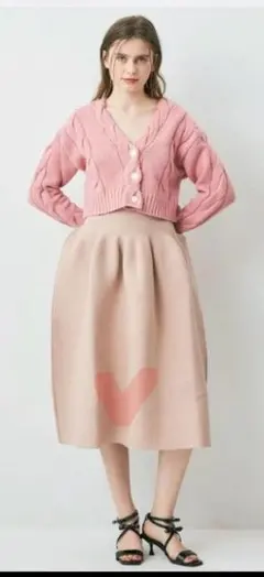 Deicy ピンク フレアスカート 膝下丈