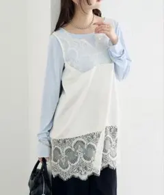 mystic レースサテンキャミソール