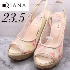 【103】DIANA ダイアナ パンプス　花柄レース ピンクベージュ 23.5