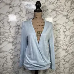 ナチュラルビューティーベーシック　（M）　2wayカーディガン　ラメサックス