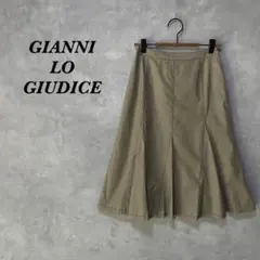 GIANNI LO GIUDICE 膝丈スカート リネン フレア カーキ 297