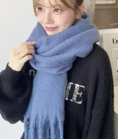 ライトブルーフリンジマフラー