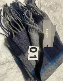 LUSM チェック柄マフラー ウール混紡