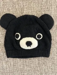 Mikihouse Double b クマ耳付き黒ベビー帽子 Sサイズ