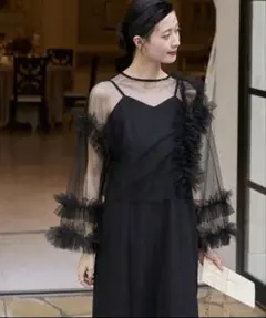 【forksy.】チュール　ドレス　フリル＆サテンキャミワンピースセット　結婚式