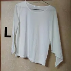 Lサイズ／美品／レディース／可愛い／古着／ホワイト／透け感あり／七分袖／五分袖