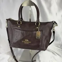 COACH 31466コーチ ダークブラウン ペブルレザー ハンドバッグ