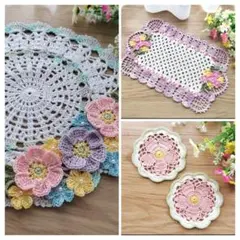 清任様専用　お花畑のレース編みドイリー　インテリア テーブルセンター