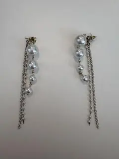 パール チェーン ロングピアス 未使用 結婚式用