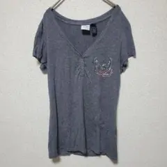 ハーレーダビッドソン Tシャツ 半袖 バックプリント S 灰 ツーリング