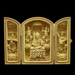 不動明王　木造　仏像　古美術　アンティーク 仏教美術 木彫 不動明王 仏像 彫刻 - メルカリ