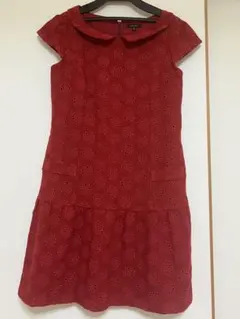 トッカ　花柄　刺繍　赤　深紅　ワンピース