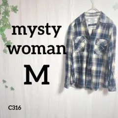 ミスティウーマン シャツ M⭐️チェック柄 総柄 古着 コットン100%