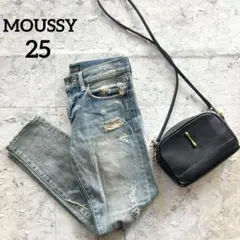 MOUSSY マウジー ダメージウォッシュデニム テーパード 美脚 25