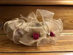 ベージュ・リボンペットアクセサリーチョーカー