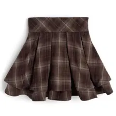 GRL インパン裏地付きチェック柄ティアードフレアミニスカート[ai229]