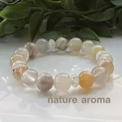 天然石ブレスレット　桜瑪瑙　ベージュ　パワーストーンブレスレット　No.207