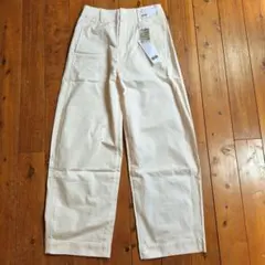 UNIQLO U ワイドフィットカーブパンツ 薄ピンク系ホワイト w64cm