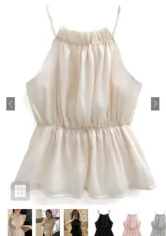 ホルターネックオーガンジーペプラムトップス[ac2397