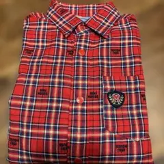 新品　未使用　ミキハウス　チェック長袖シャツ、刺繍ロゴ