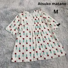【アツコマタノ】ワコール 半袖チュニック カットソー 花柄 (M) ネコ 可愛い