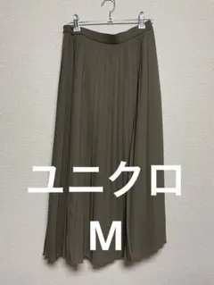 ユニクロ　シフォンプリーツロングスカート オリーブ　レディースM