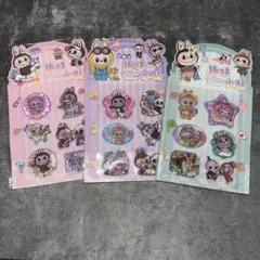 ラブブ LABUBU ウォーターシール キラキラシール 3枚セット