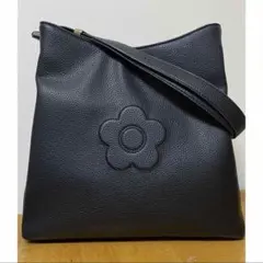 【美品】MARY QUANT シュリンクデイジーエンボス トート ブラック