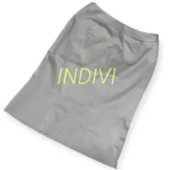 a677 【インディヴィ】 美品⭐️膝丈スカート 日本製 グレー 40