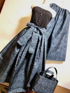 着物リメイク、大島、3点セット、パンツ、ショルダー、帽子 - メルカリ
