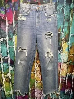 ZARA TRF ザラ ダメージデニムパンツ ジーンズ USA 02