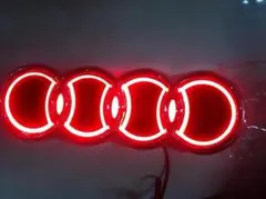 AUDI アウディ LEDエンブレム 交換式180mm 立体5Ｄタイプ 赤色のサムネイル
