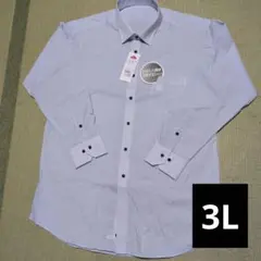 新品　メンズ　ワイシャツ　長袖　ストライプ　3L （44-45）ゆき82-84のサムネイル