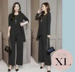レディース スーツ 上下セット XL フォーマル 結婚式 七五三 黒 パンツ