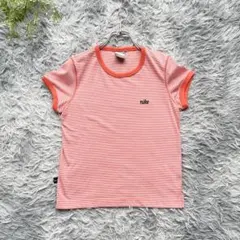 ナイキ レディース【M】ボーダー 半袖 Tシャツ オレンジ 綿100% 鮮やかのサムネイル