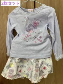 メゾピアノ mezzo piano カットソー＆スカート　ユニコーン　ロリポップ