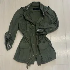 00’s archive ミリタリージャケット ビーズ装飾 カーキ y2k