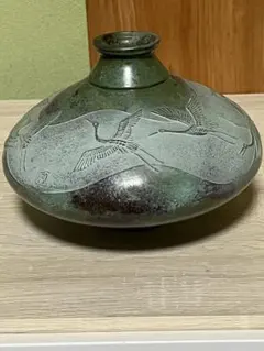 昭和レトロ❣️高岡銅器　銅製花瓶（鶴柄） 箱無し　新品未使用