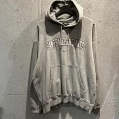 #932 NIKE ナイキ　パーカー　グレー　刺繍　Lサイズ 古着