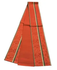 T 58半幅帯　本場筑前博多織 花柄 正絹 小袋帯