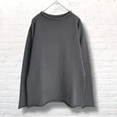 K.T キヨコタカセ　長袖ハイゲージニット　グレー　裾カットオフ　ウール100%