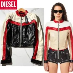 未使用　定価22万　ディーゼル Dロゴ　ライダース　レザージャケット レッド
