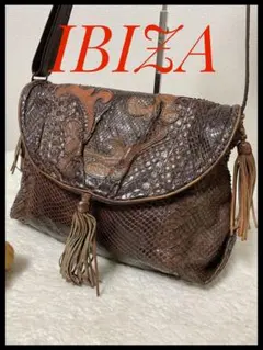 【希少】IBIZA イビサ パイソンレザー ショルダーバッグ タッセル 総柄のサムネイル