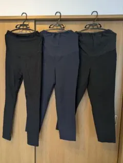 【３本セット】マタニティ スリムフィットパンツ 2色&マタニティレギンスパンツ