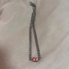 ステンレススチール チェーンネックレス レッドロゴ