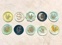 【グリーン系】シーリングスタンプ10個セット 2.5㎝ヘッド使用