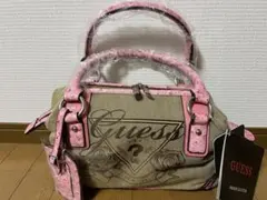 新品 GUESS ハンドバッグ ベージュ/ピンク(中)