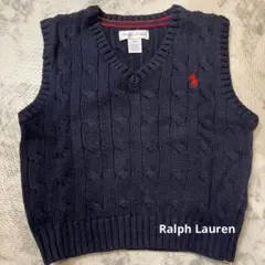 【Ralph Lauren】美品 ベスト ケーブルニット ネイビー 12M ポロ